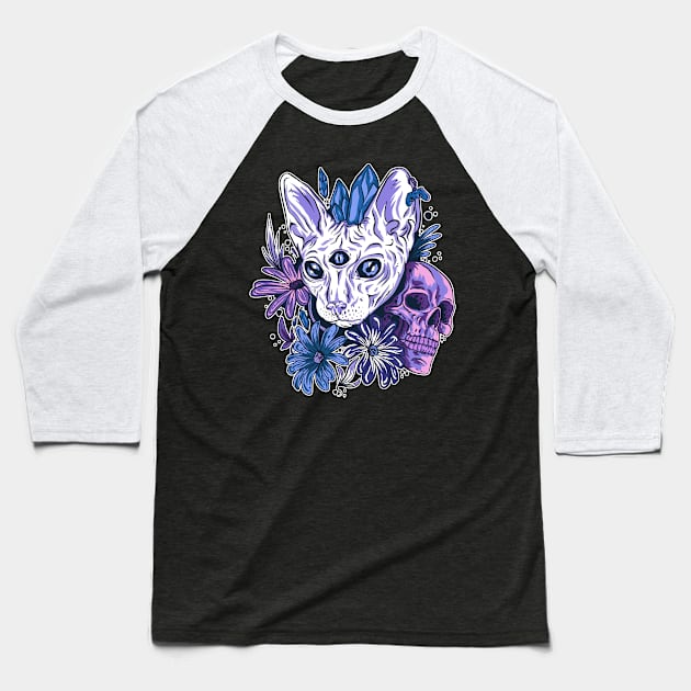 Vapor Cat Baseball T-Shirt by aaallsmiles